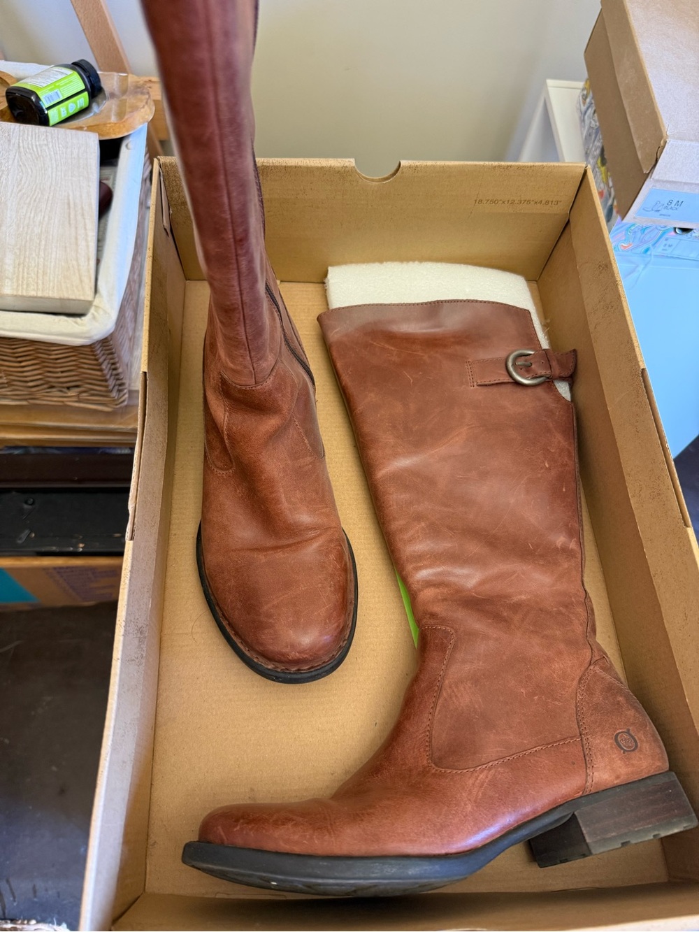 Born Brown Leather Knee-High Boots with Rubber Sole